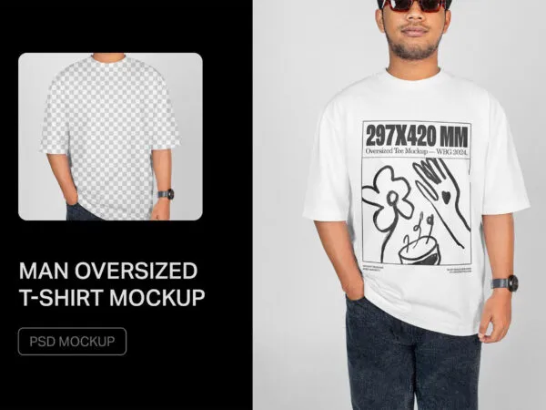 Man Oversized T shirt Mockup Front View 1