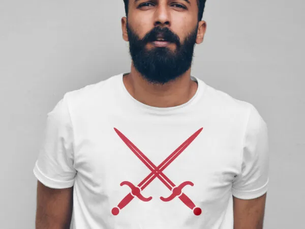 Mans Front View Wearing a T Shirt Mockup 1