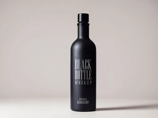Matte Black Bottle Mockup 1