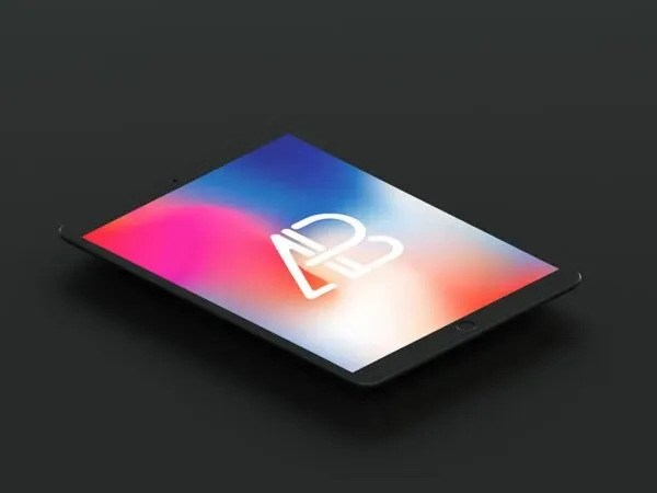 Matte Black iPad Pro Mockup with Colorful Screen 1