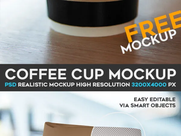 Medium Size Coffee Cup on the Table Mockup 1