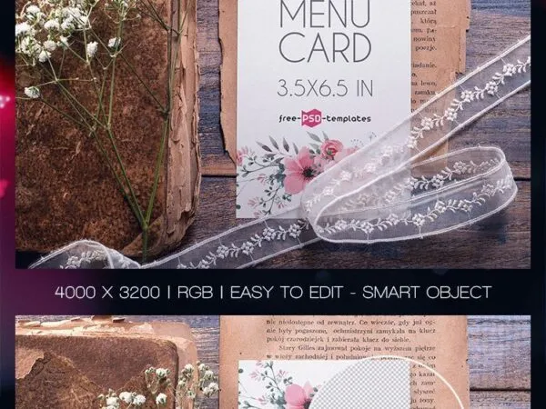 Menu Card Mockup in Vintage Scene 1