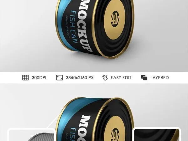 Metal Fish Can Mockup from Perspective View 1