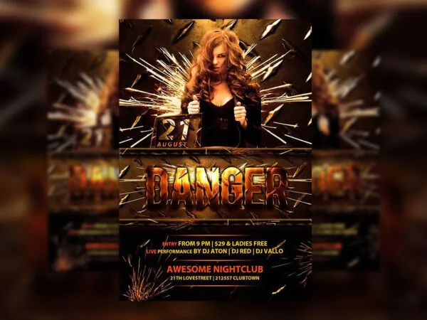 Metal and Sparky Design Night Club Flyer Template 1