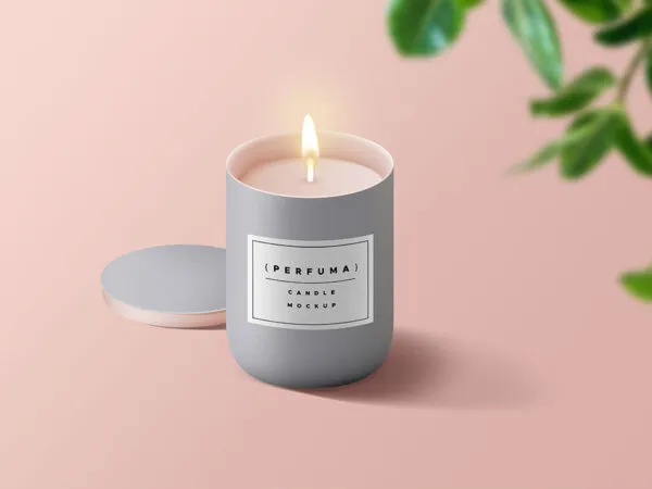 Metallic Candle Jar with Its Lid Mockup 1