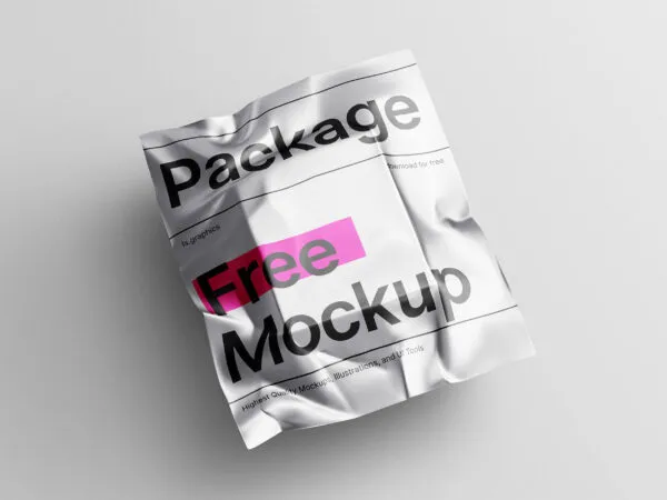 Metallic Paper Package Covering Squared Object Mockup 1