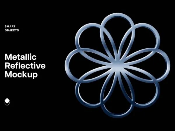 Metallic Reflective Logo Mockup in Facing View 1