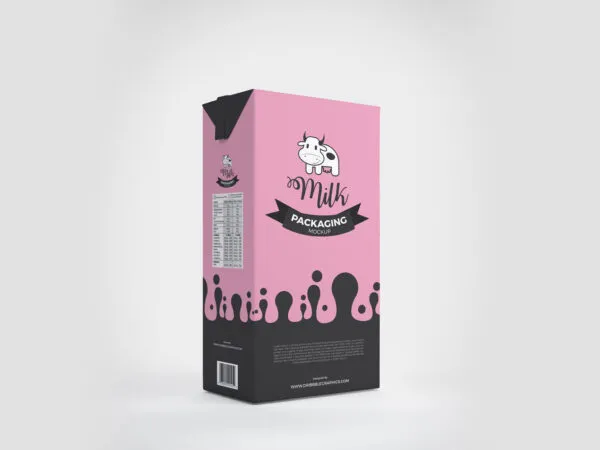 Milk Carton Mockup Standing in the Half Side View 1