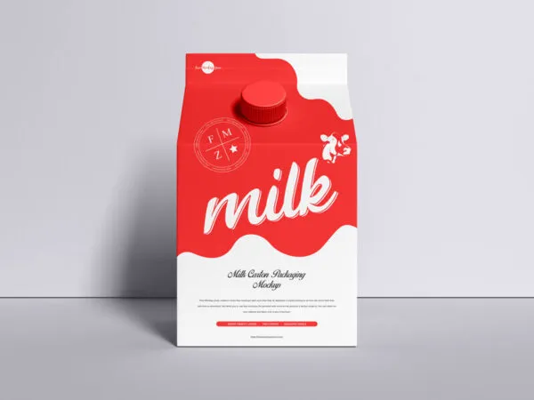 Milk Carton Mockup in Front View Indoors 1