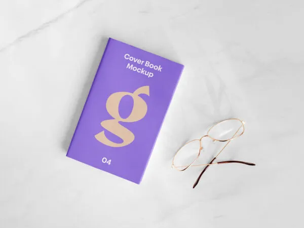 Mini Book Mockup with a Glasses 1