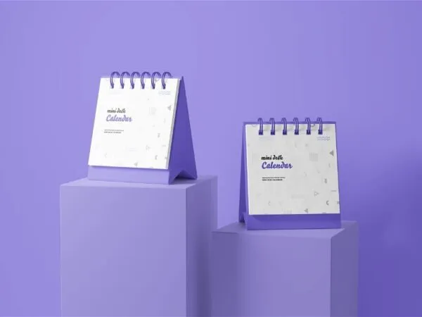 Mini Desk Calendar Mockup in 4 Different Views 1