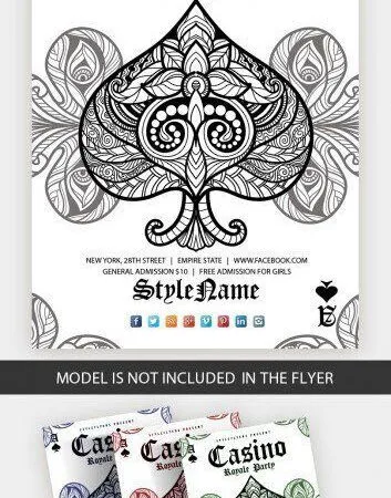 Minimal Ace of Spades Card Casino Royale Party Flyer Template 1