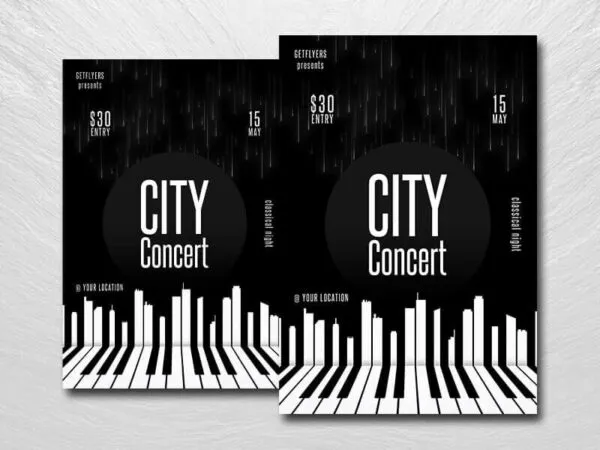 Minimal Black and White Concert Flyer Template 1