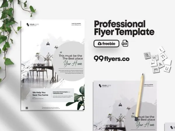 Minimal Black and White Corporate Interior Promotion Flyer Template 1