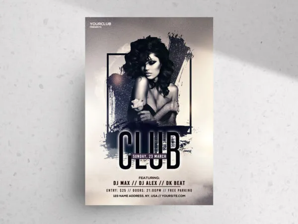 Minimal Border Club Party Flyer Template 1