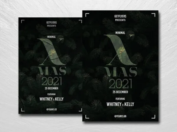 Minimal Christmas Night Flyer Template Featuring Pine Branches 1