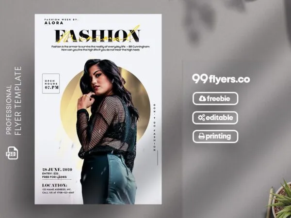 Minimal Circle Fashion Show Flyer Template 1