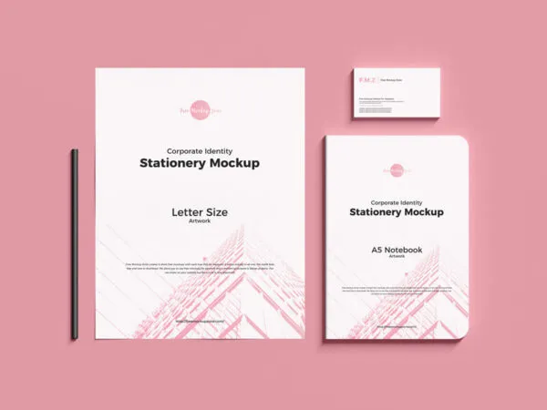Minimal Corporate Identity Stationery Set Mockup 1