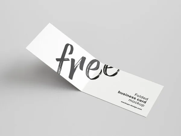 Minimal Folded Business Card with a Solid Background Mockup 1