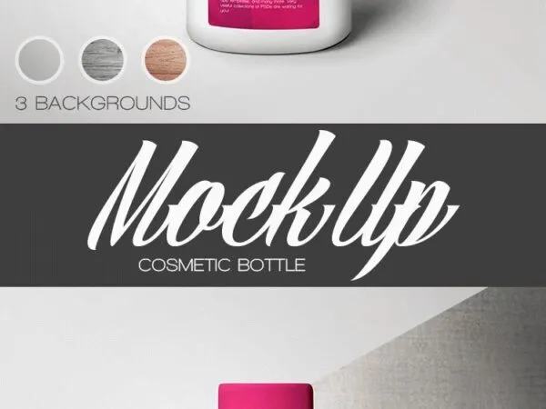 Minimal Font View Cosmetic Bottle Mockup in Different Settings 1