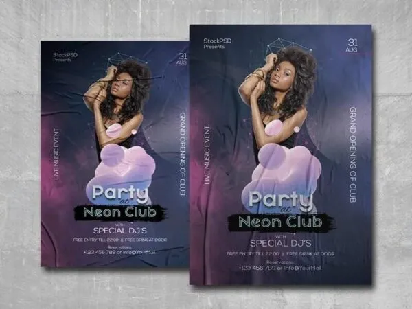 Minimal Galaxy Themed Night Party Flyer Template 1