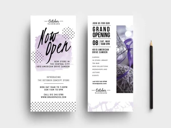 Minimal Grand Opening Rack Card Templates 1