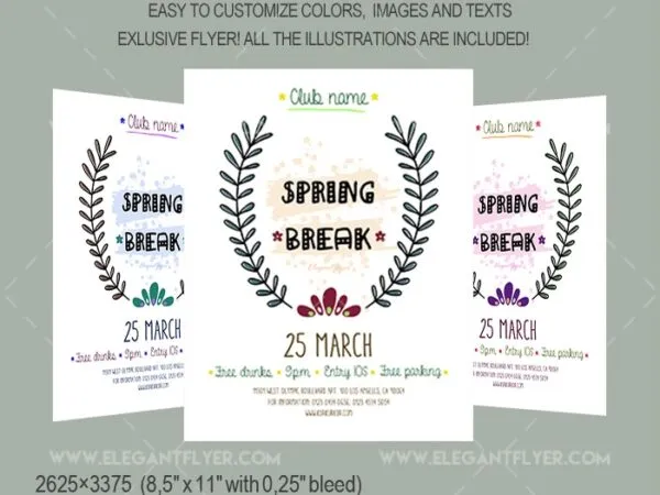 Minimal Illustrated Spring Party Flyer and Facebook Cover Template 1