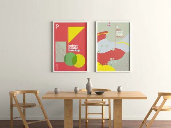 Minimal Indoor Vertical Poster Frames Mockup 1