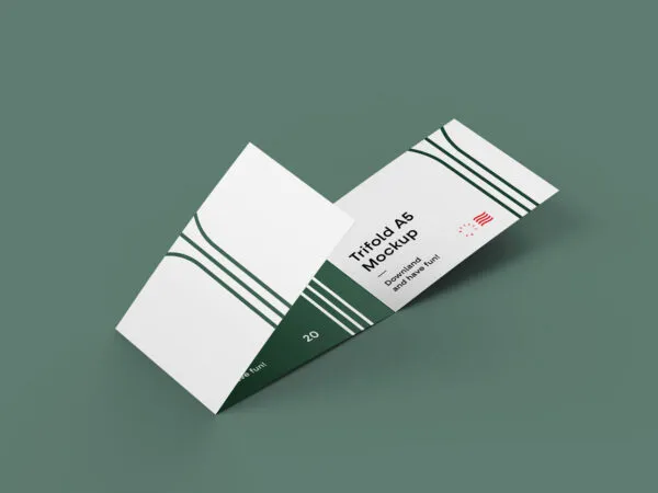 Minimal Mockup Featuring Half Open Tri Fold Landscape Brochure 1