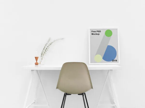 Minimal Mockup Including a Poster Frame on a Table 1