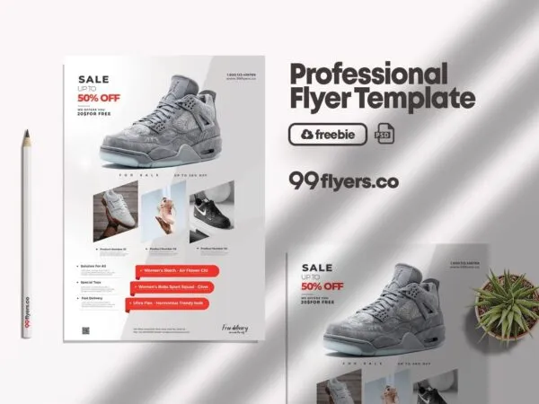 Minimal Modern Shoe Sale Flyer Template 1