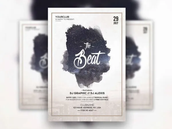Minimal Night Party Flyer Template Featuring Starry Night Sky 1