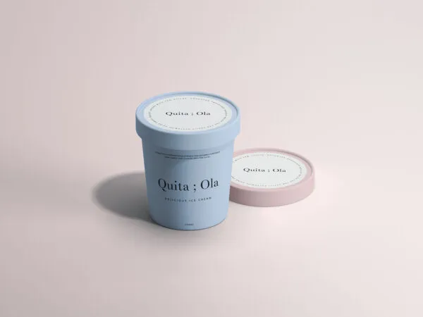 Minimal Paper Cup Ice Cream Package with Caps Mockup 1