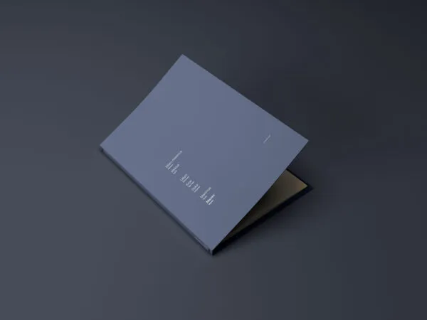 Minimal Perspective View Half Open A4 Folder on Floor Mockup 1