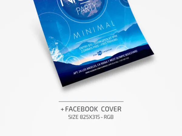 Minimal Sparkly Nightclub Party Flyer with Facebook Page Cover Template 1