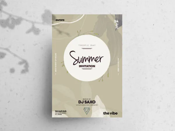 Minimal Summer Party Invitation Flyer Template 1