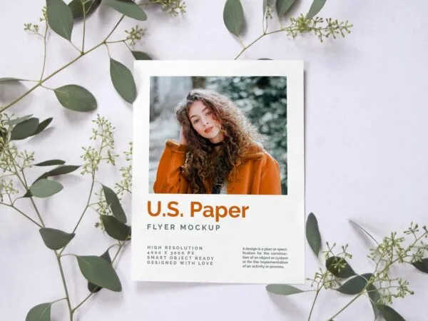 Minimal US Paper Letter Size Paper Flyer Mockup 1