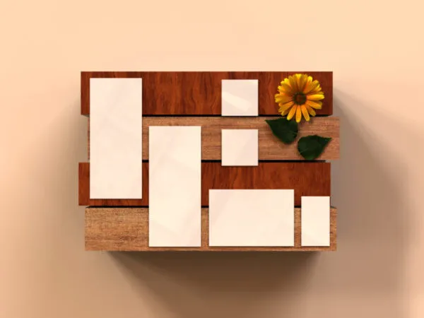 Minimal Wooden Mood Board Mockup with Flower 1