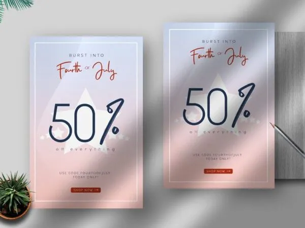 Minimalistic 4th Of July Sale Flyer Template 1