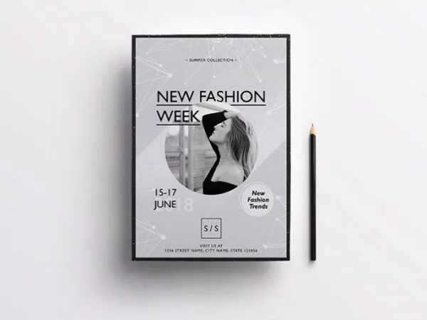 Minimalistic Fashion Week Flyer Template 1