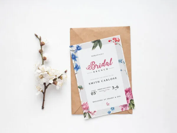Minimalistic Floral Invitation Card Mockup 1