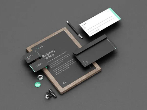 Minimalistic Stationery Mockup in Four Different Angles 1