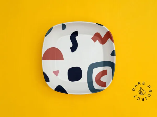 Minimalistic Top View Deep Square Plate on Floor Mockup 1