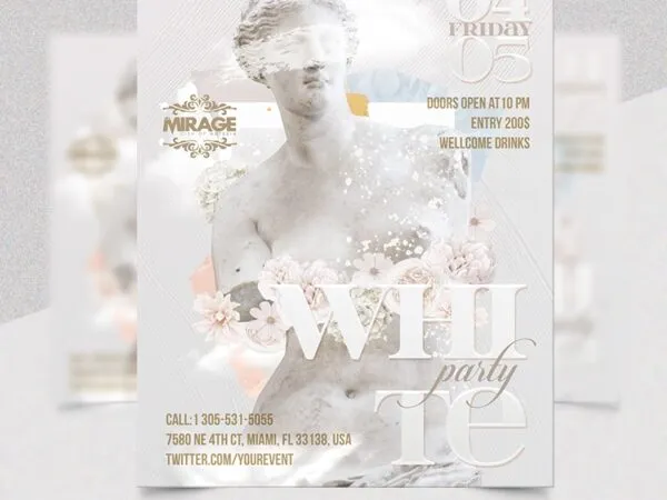 Minimalistic White Party Flyer Template 1