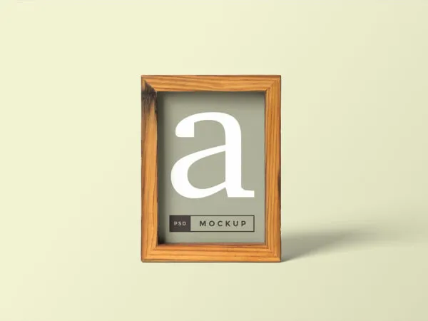 Minimalistic Wood Frame Mockup in a Solid Background 1