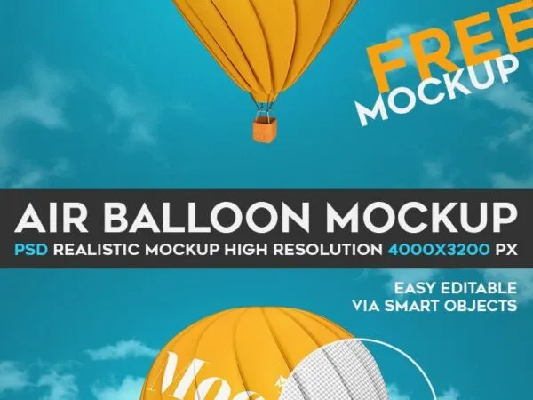 Mockup Displaying Big Air Balloon Flying in the Sky 1