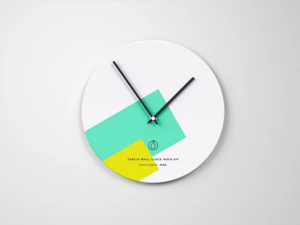 Mockup Displaying Circle Wall Clock with Rectangular Shapes 1
