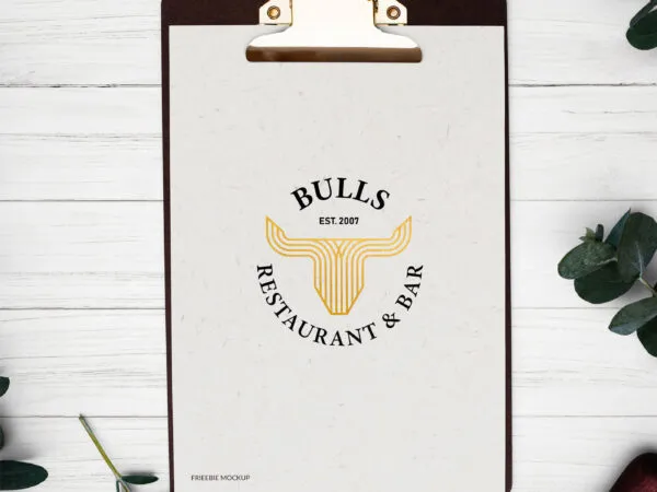 Mockup Displaying Clipboard on Striped Wooden Background 1