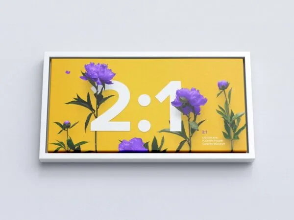 Mockup Displaying Front View of 2×1 Landscape Canvas Frame 1