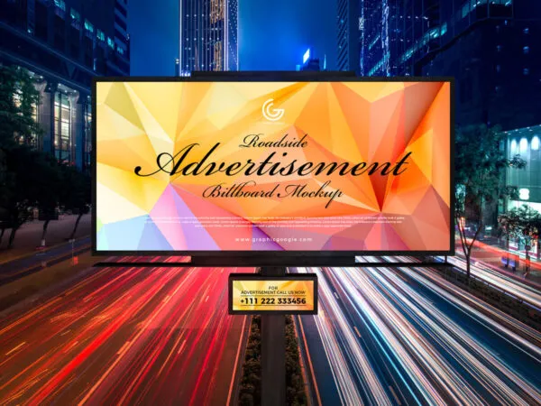 Mockup Displaying Front View of Roadside Advertisement Billboard Mockup 1